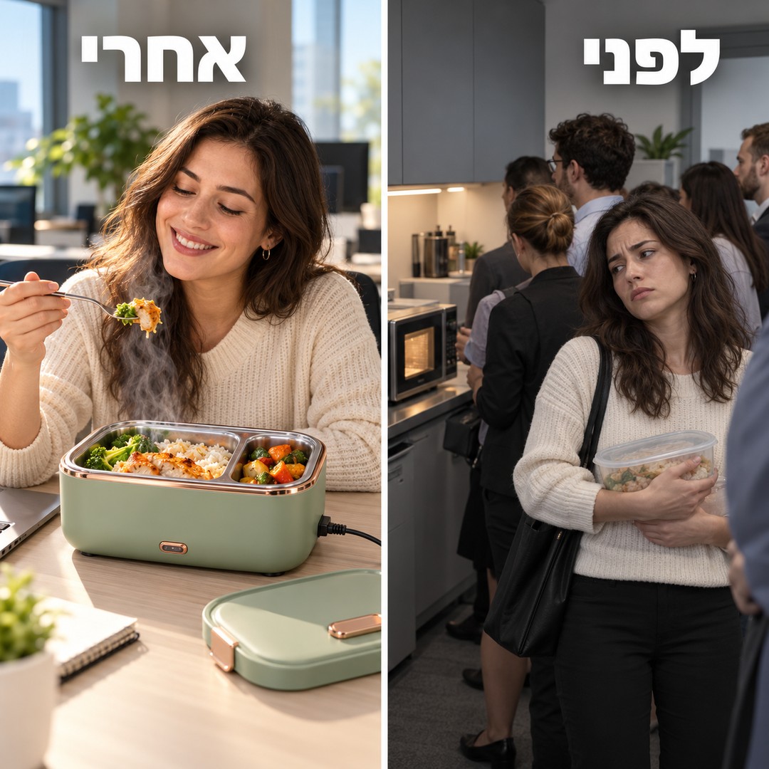 קופסת אוכל חשמלית מחממת: לפני ואחרי