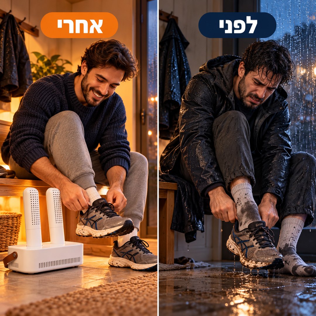 מייבש נעליים חשמלי: לפני ואחרי