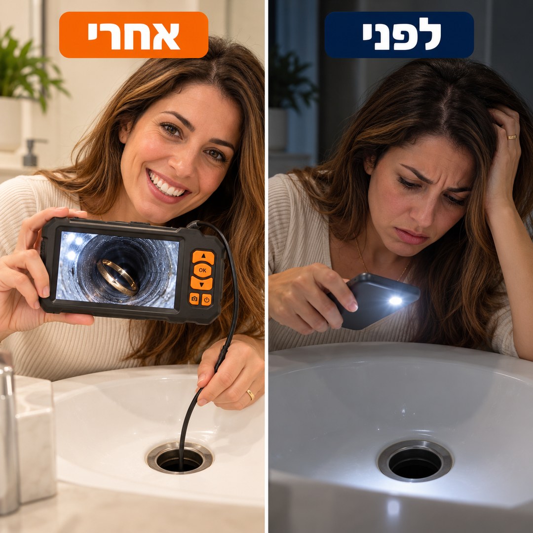 מצלמת בדיקה עם מסך: לפני ואחרי