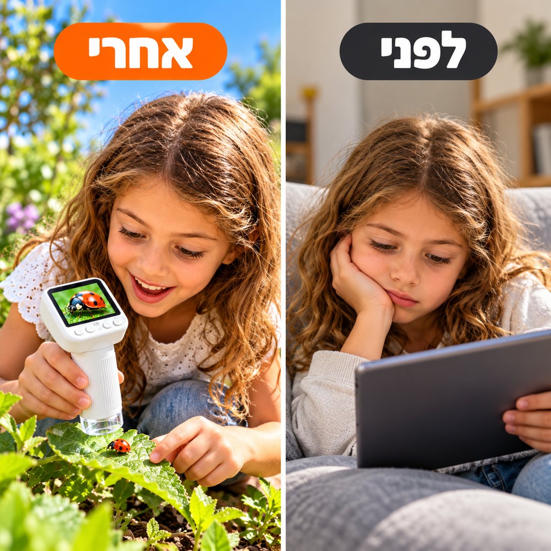 מיקרוסקופ דיגיטלי לילדים: לפני ואחרי