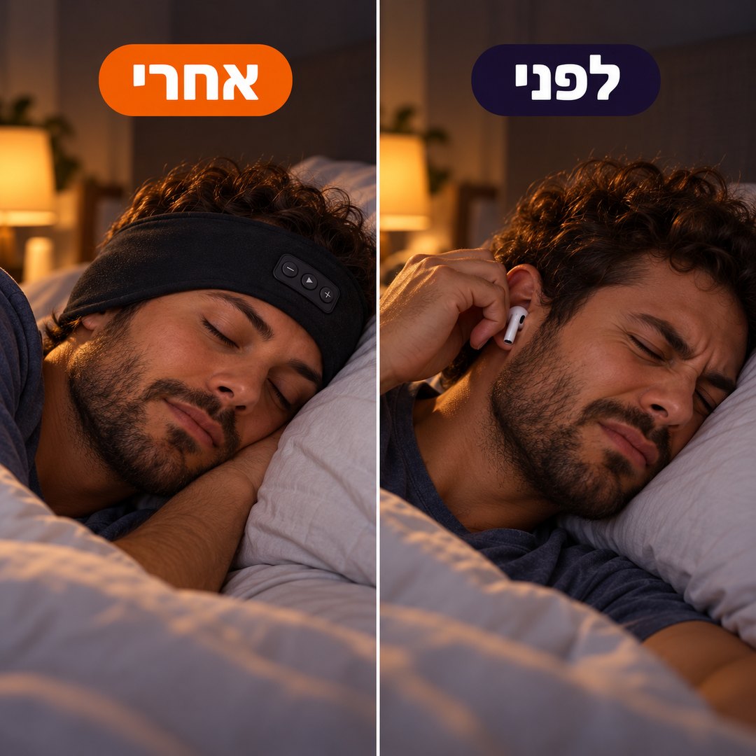 סרט ראש עם אוזניות לשינה: לפני ואחרי