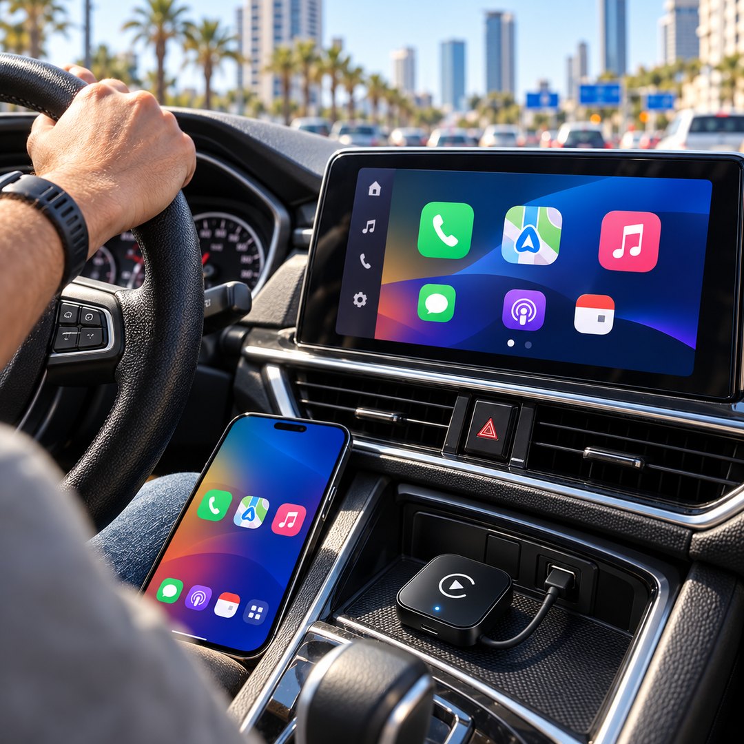 מתאם CarPlay אלחוטי בשימוש