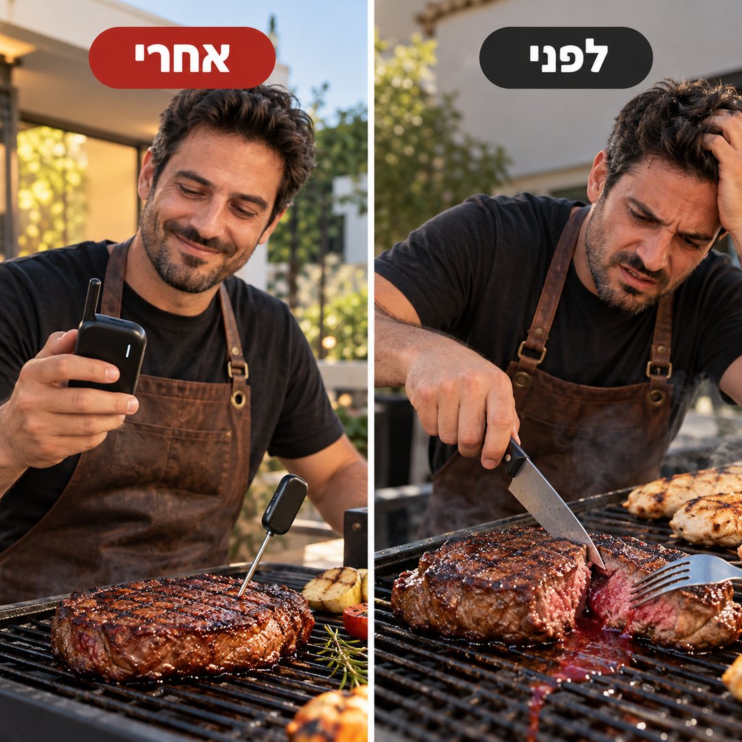 מדחום בשר אלחוטי: לפני ואחרי